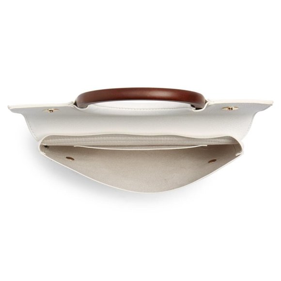 BP CLUTCH - FAUX LEATHER - WHITE - WOODEN HANDLE - Picture 8 of 10